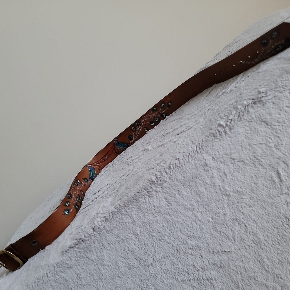 Vintage STOWE PROVISIONS TX Hand Tooled Leather Belt size 30 - Picture 6 of 9